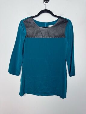 Ammara blue Silk and Leather Blouse